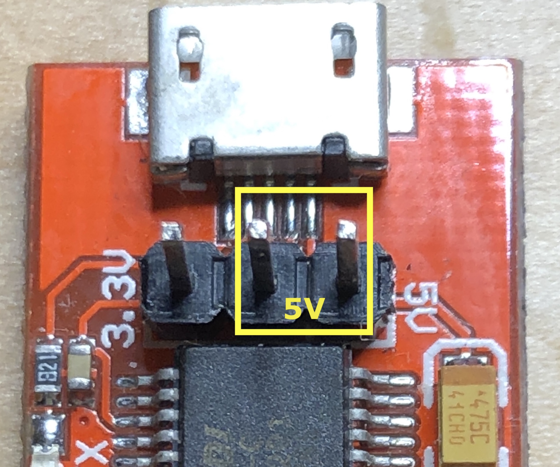 FTDI pin combination for 5V