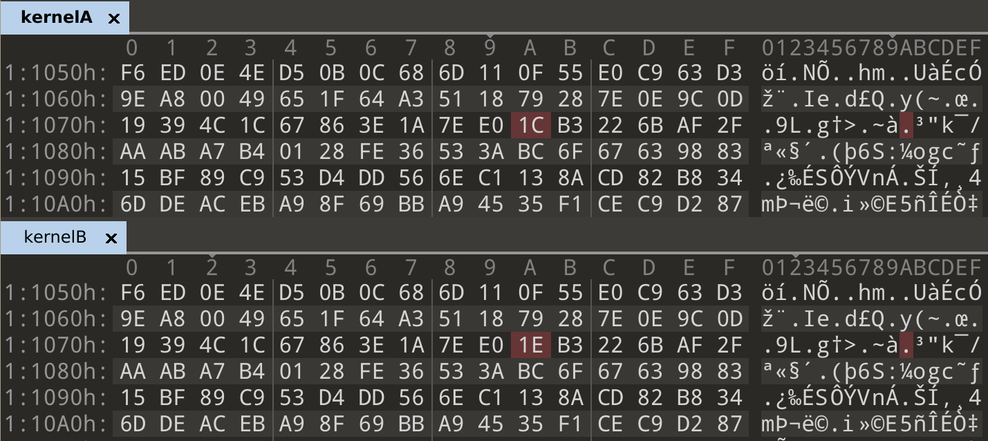 Comparison of the two compressed kernels