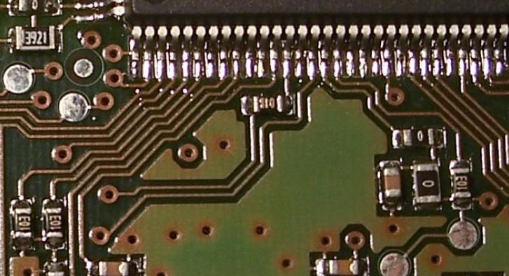 Example of printed traces on a PCB